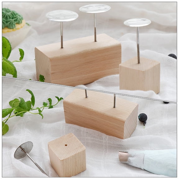 SWETRACE 2Pcs Khaki Wooden Flower Placement Tables Baking Display Base for Cake Decoration