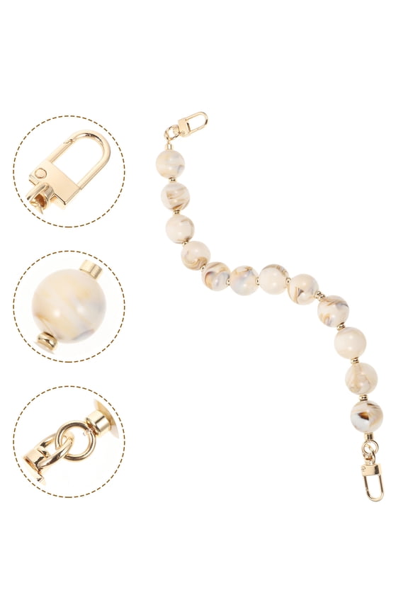 Fashionable Beaded Bag Chain Beige Resin Alloy Replacement Strap for Handbags Clutches