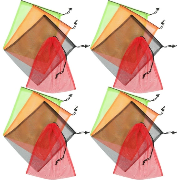 SWETRACE Black 8Pcs Mesh Stuff Sack for Sports and Gym Use