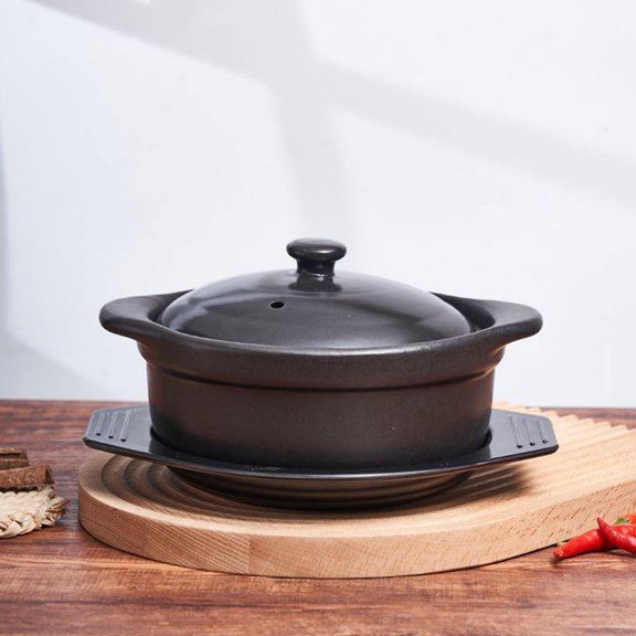 SWETRACE Black Ceramic Casserole Pot for Cooking Braised Chicken Rice and Soup Efficient Heat Insulation