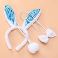 SWETRACE Plush Rabbit Ear Headband in Blue for Party and Costume 3Pcs ...