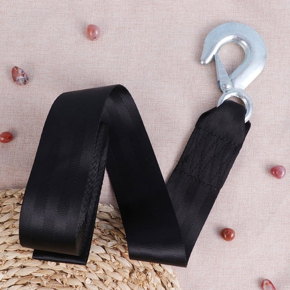 SWETRACE Car Tow Cable Tow Strap with Hook Black Polyester for Outdoor Activities 1Pcs