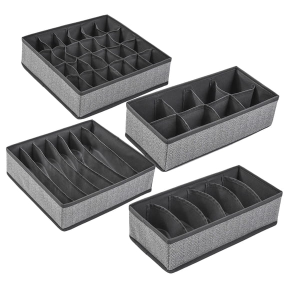 SWETRACE Closet Storage Drawers Underwear Drawer Organizers Grey Oxford Cloth Rectangular 33X15X9 5In (6 Grids) 4Pcs