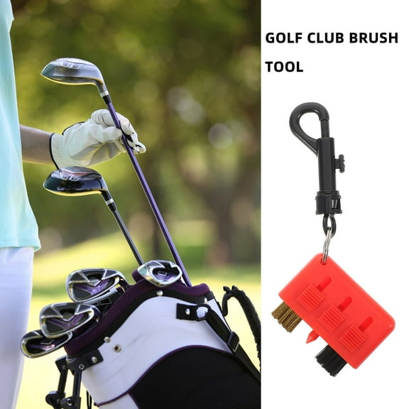 SWETRACE Portable Golf Club Brush with Soft Bristles for Scratch-Free Cleaning in Red ABS Material