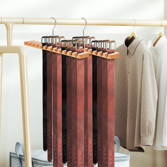 SWETRACE Wooden Belt Rack Beige for Closet Neat Storage and Space Saving
