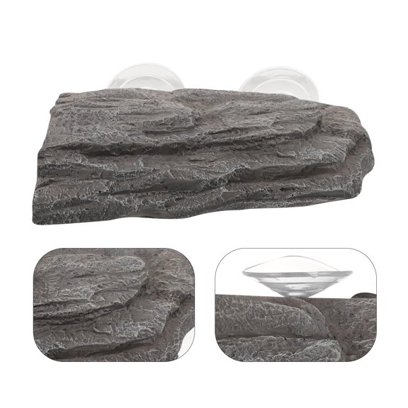 SWETRACE Dark Grey Resin Turtle Floating Platform with Suction Cup for Aquarium and Reptile Habitats