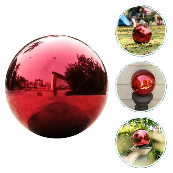 SWETRACE Outdoor Decoration Gazing Ball Red Stainless Steel 1Pack 5.3In