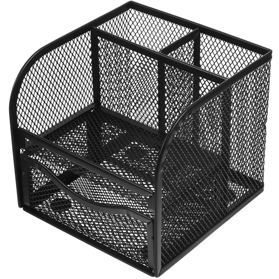 SWETRACE Black Mesh Desk Basket for Organized Stationery Storage, Office and Home Organizer, 1 Piece