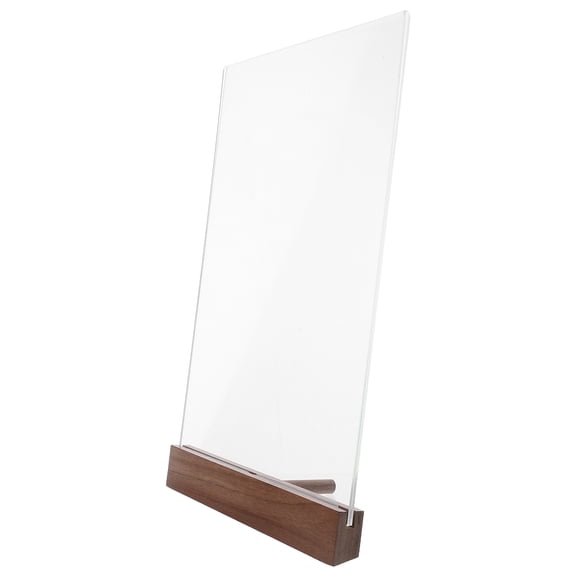 SWETRACE Double Sided Clear Display Stand with Wood Base for Menus and Certificate Frames