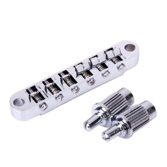 SWETRACE Electric Guitar Bridge in Plated Silver with Two Mounting Studs for Easy Installation