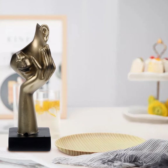 SWETRACE Elegant Resin Woman Face Statue Abstract Art Sculpture for Bookshelf Decor