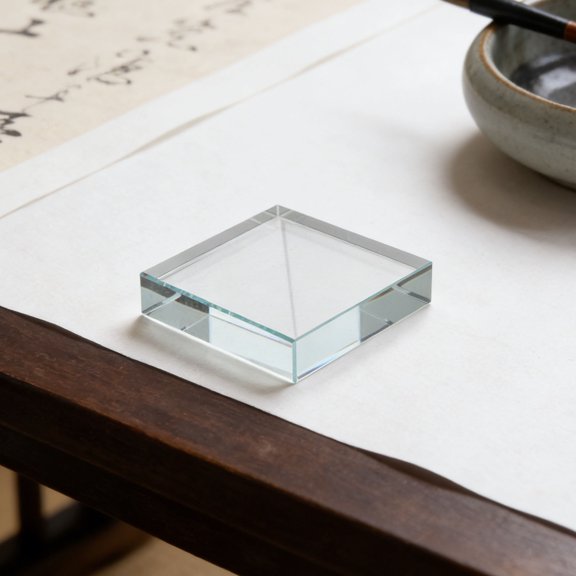 SWETRACE Elegant Transparent Glass Paperweight for Quilting Pattern Security and Decorative Desktop Ornament