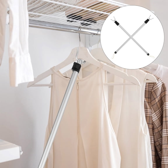 SWETRACE Extendable Clothes Drying Pole, Plated Silver Aluminum, Space Saving, Easy Install, 2Pcs