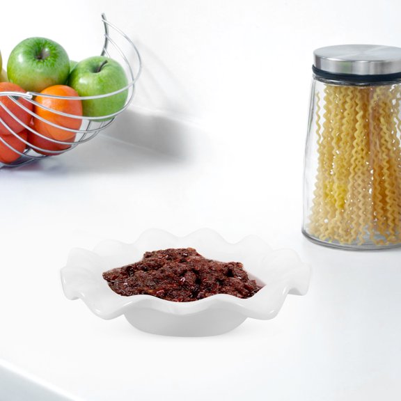SWETRACE Flat Bottom White Plate for Storage and Serving Fruits Snacks Nuts and Candy