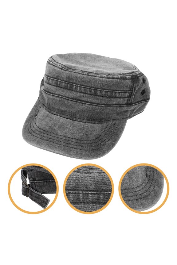 Flat Top Black Baseball Hat for Face Shape Modification 1Pcs