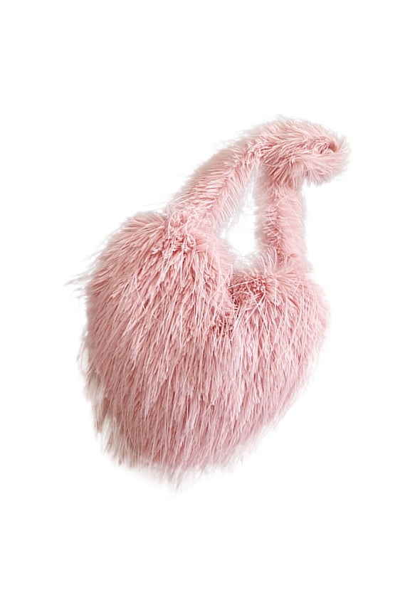 Furry Heart Shoulder Bag Womens Handbag 1Set Daily Use