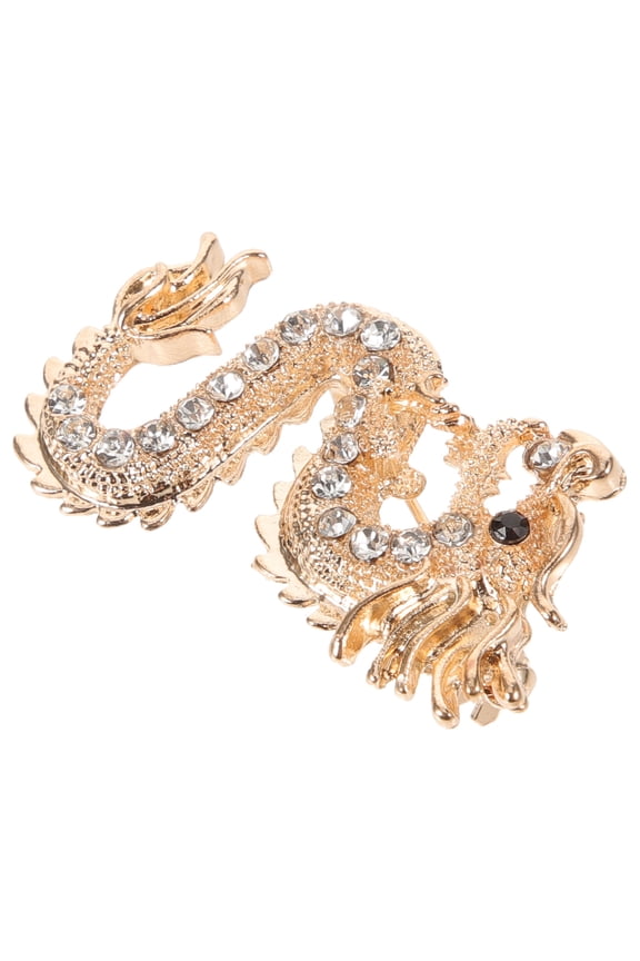 Golden Dragon brooch Pin for Party Alloy and Artificial Gemstones Decorative Fashion Accessory 1 Piece