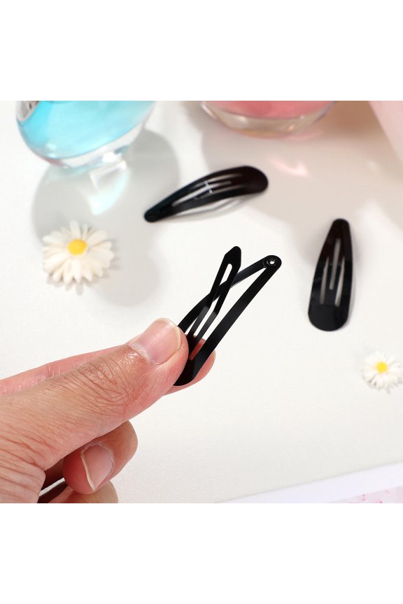 Hairpin Set 50Pcs Minimalistic Shapes Black Colorful Metal Snap Barrettes For Girls Women