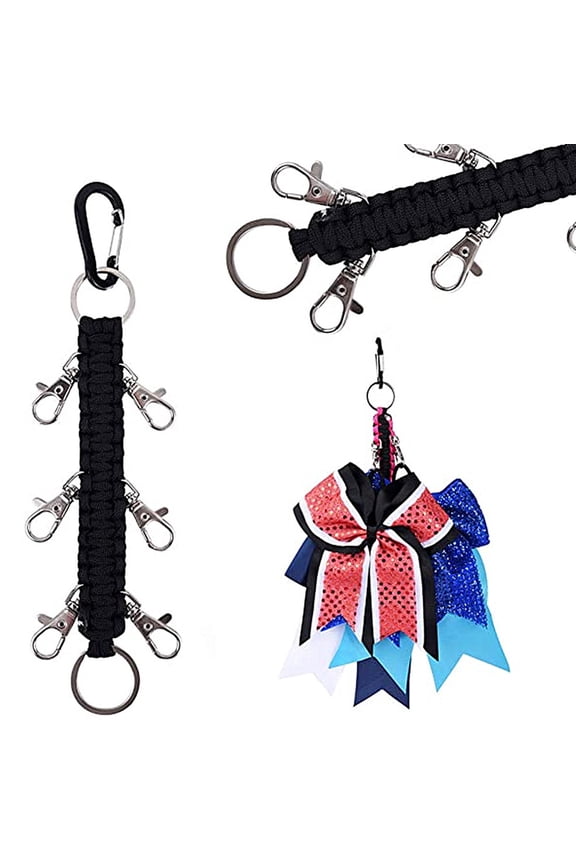 Handwoven Parachute Cord Rope Keyring 1Pack for Mountaineering Multifunctional Safe Black 9.1x2.4x0.4in