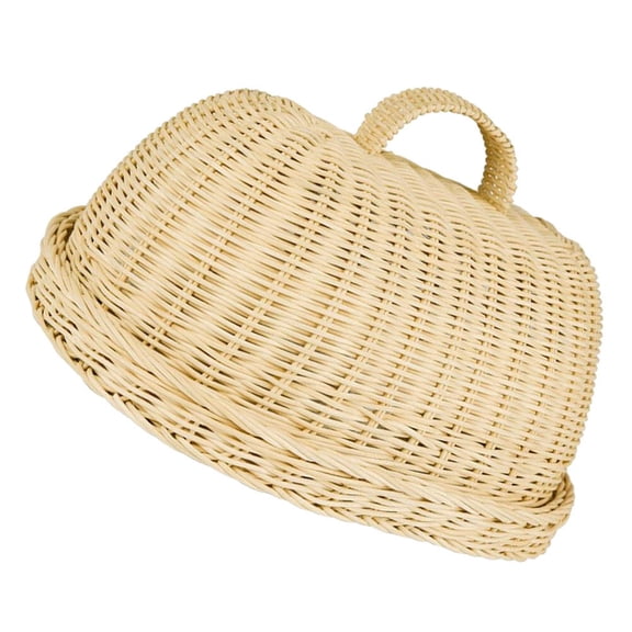 SWETRACE Khaki Rattan Food Cover, Protective Basket Dome for Keeping Food Covered the Table