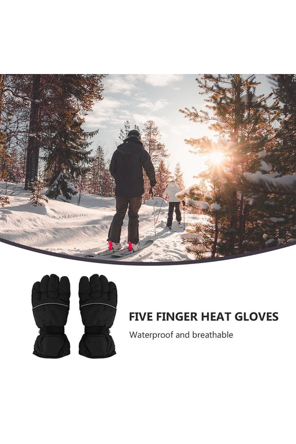 L Size 1 Pair Black Heated Gloves for Men and Women Battery Powered Heating Hand Warmer Touch Screen Compatible Outdoor Skiing