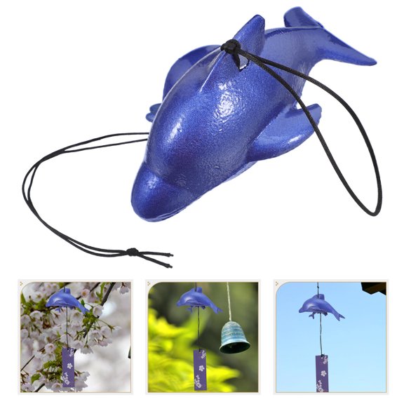 SWETRACE Lavender Japanese Cast Iron Windchime Retro Style Dolphin Outdoor Ornament