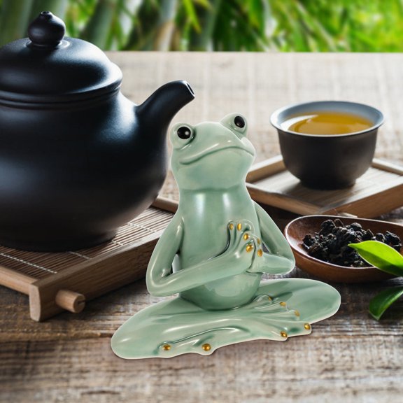 SWETRACE Light Green Ceramic Frog Tea Pet Decorative Figurine for Home and Tea Ceremony