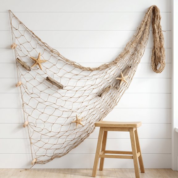 SWETRACE Mediterranean Style Decorative Fish Net Light Brown Strong Lightweight Wall Hanging