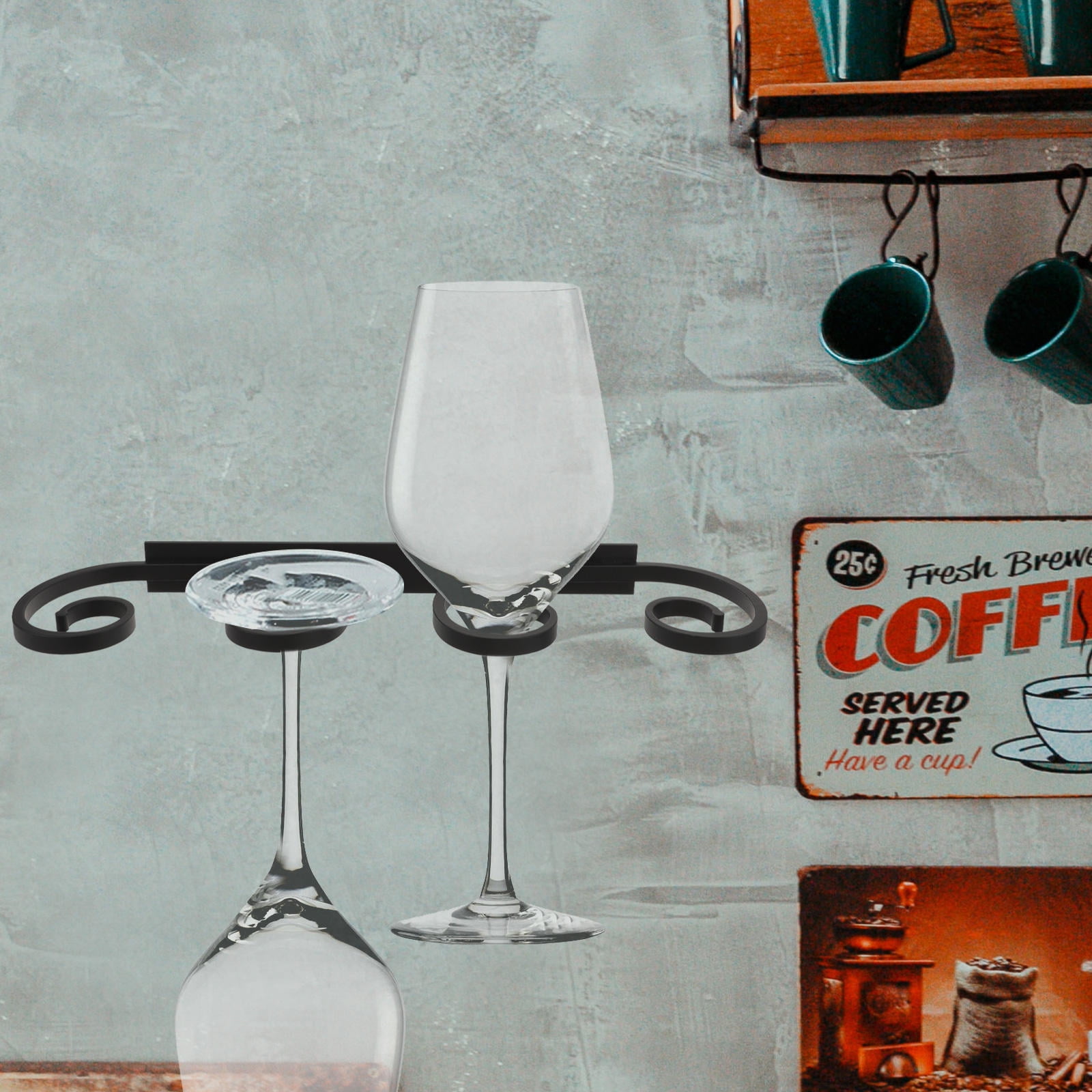 SWETRACE Metal Wine Glass Holder for Bar and Kitchen Cabinet Black ...