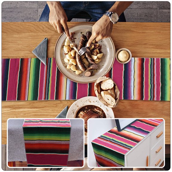 SWETRACE Mexico Style Runner Decorative Tablecloth for Picnic and Dining Decor