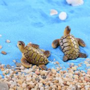 SWETRACE Set of 6 Mini Resin Turtle Figurines in Khaki for Bonsai Decoration, Craft Projects, and Home Ornament Display