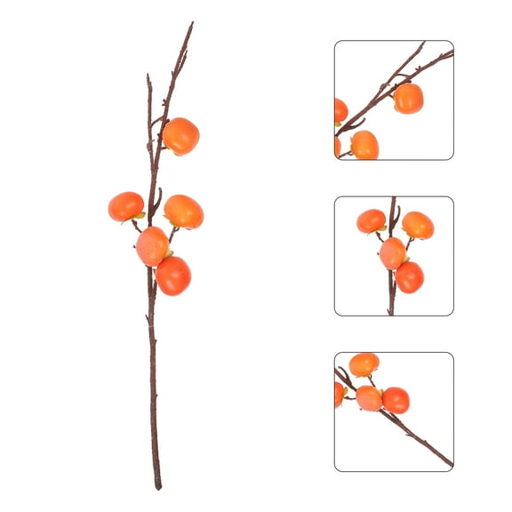 SWETRACE Orange Persimmon Branch for Vase Decor with Iron Wire Bendable and Realistic Simulation 1 Pc