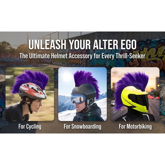 SWETRACE Purple Mohawk Wig High-Temperature Silk for Cosplay and Parties