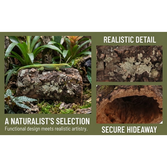 SWETRACE Reptile Hide Log Brown Hollow Tree Trunk for Terrarium Tank Decoration