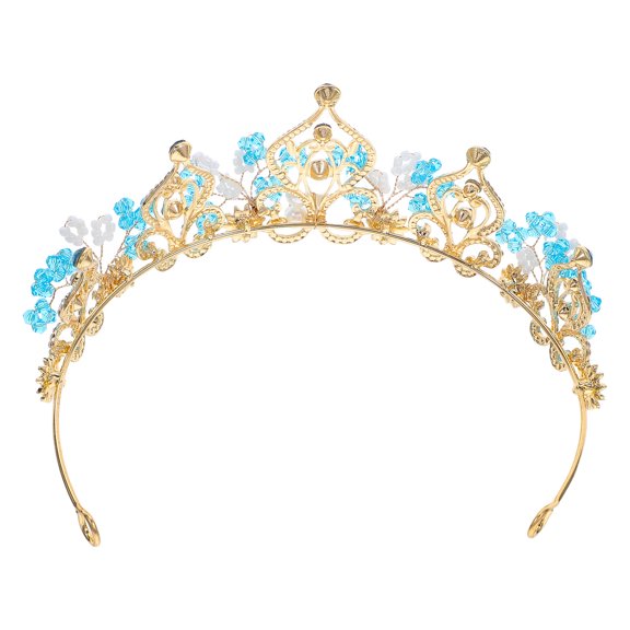 SWETRACE Rhinestone and Crystal Tiara for Women Wedding Bridal Crown Sky Blue Hair Accessory
