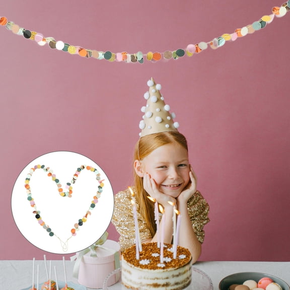 SWETRACE 2m Multi-Color Round Garland Banner Plastic Spring Party Decoration, 1 Piece Festive Hanging Decor