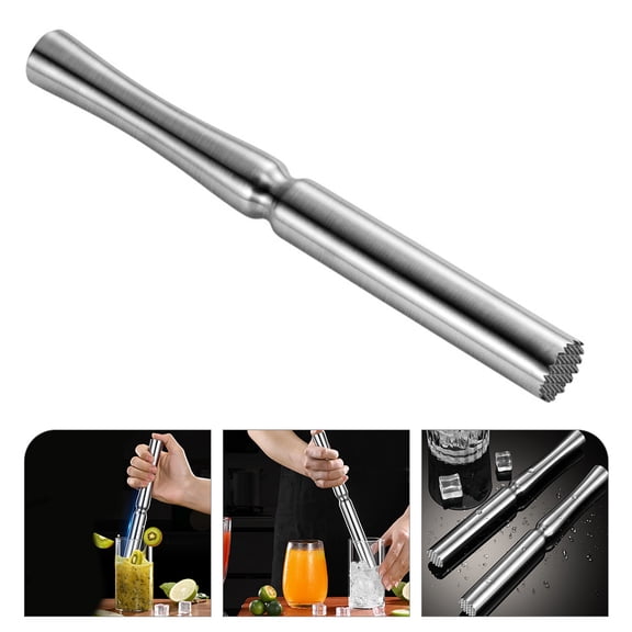 SWETRACE Stainless Steel Ice Muddler 10.0x0.9in Fruit Stick for Cocktails and Drinks