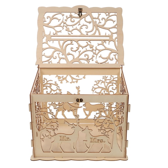 SWETRACE Rustic Wedding Card Box Large Wooden Storage Box for Joyful Events 30.0X25.0X24.0in 1 Set