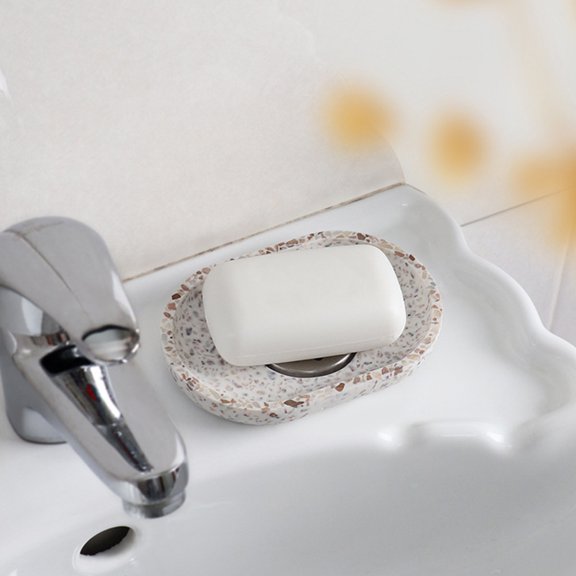 SWETRACE Self Draining Soap Dish in White Stainless Steel and Resin for Sink