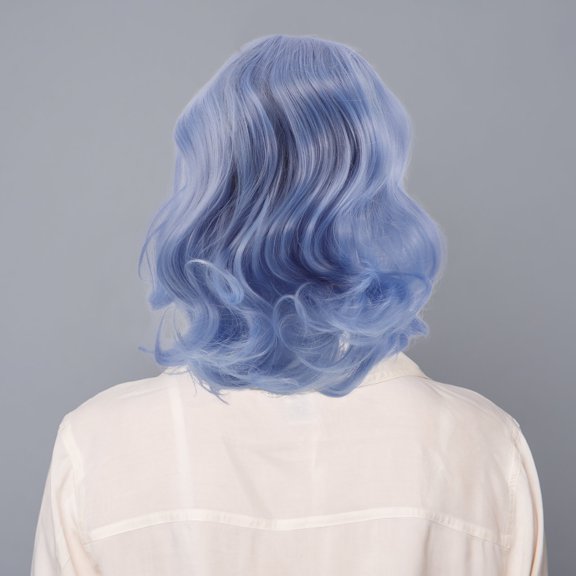SWETRACE Synthetic Curly Sky Blue Wig for Women with Bangs Perfect for Costume Parties