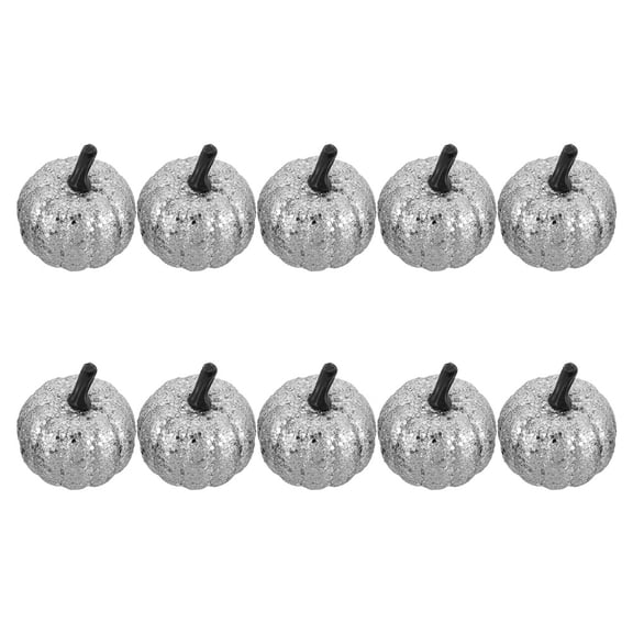 SWETRACE Lifelike Plated Silver Artificial Pumpkins for Tabletop Decor 10Pcs