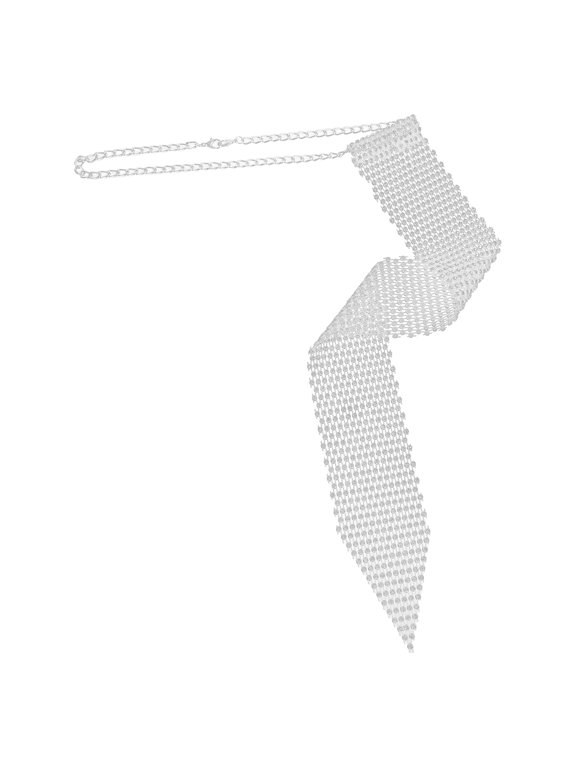 Trendy Business Ties with Rhinestones 1Set Mesh Tie Rectangular for Men and Women Fashion Events