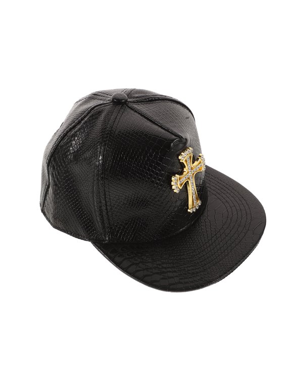Unisex PU Baseball Cap with Alligator Pattern and Accent Classic Hip Hop Flat Brim Hat