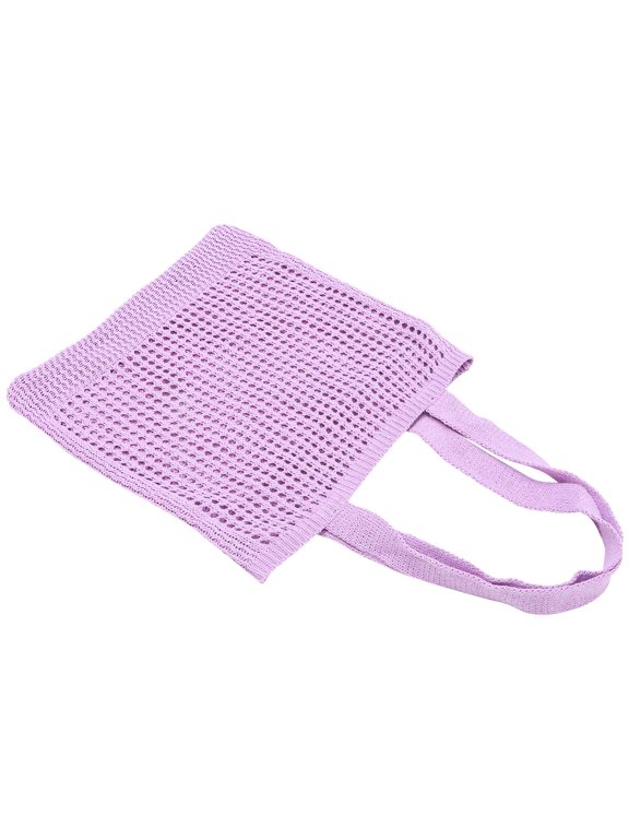 Violet Knitted Shoulder Bag with Hollow Design for Storage Use