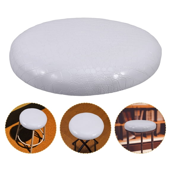 SWETRACE White Bar Stool Seat Replacement with PU Padded Cushion, Round Solid Wood Top for Kitchen Chairs
