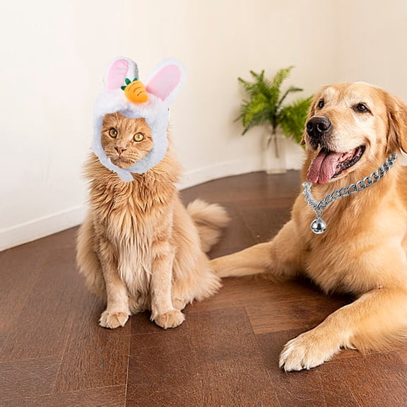 SWETRACE White Pet Hat with Soft Bunny Ears for Cats and Small Dogs, Lightweight Comfortable Costume Headwear