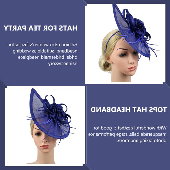 SWETRACE Women Fascinator Hat Blue Imitation Hemp 1Pcs Decorative Hair Accessory for Masquerade Balls