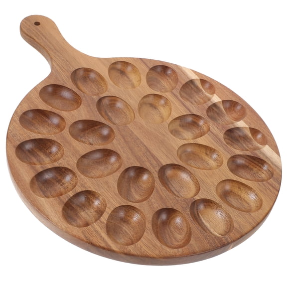 SWETRACE Deviled Egg Tray Wooden Appetizer Serving Platter with Random Wood Grain