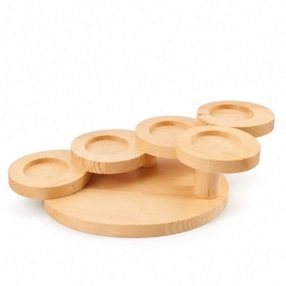 SWETRACE Wooden Five Step Floral Display Stand for Sushi Snacks Serving
