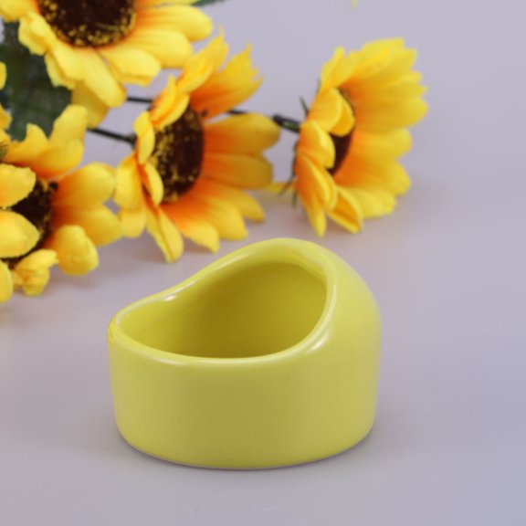 SWETRACE Yellow Ceramic Small Pet Dish Bowl for Hamster Mice with Stable Heavy Design